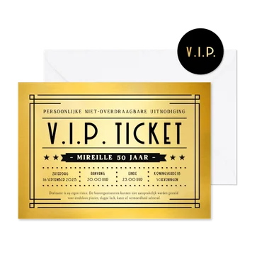 Grappige en originele V.I.P. ticket uitnodiging verjaardag